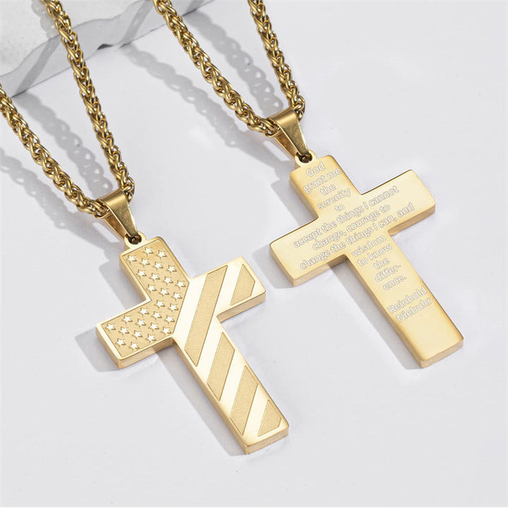 BowLift | American Flag Cross Pendant Necklace