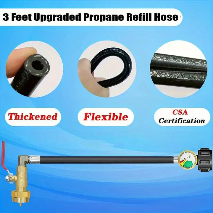 BowLift | Propane Refill Adapter Hose with Gauge & Control Valve