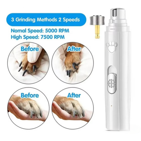 BowLift | Rechargeable Electric Dog Nail Grinder with Polisher Wheel for Small and Large Pets