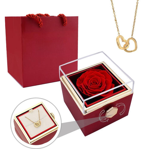 BowLift | [Ideal Gift] Eternal Rose Box - With engraved necklace & artificial rose