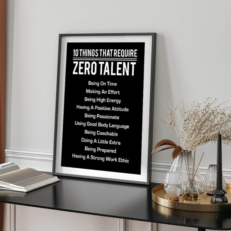 10 Things That Require Zero Talent Posters Canvas Painting Wall | Bowlift