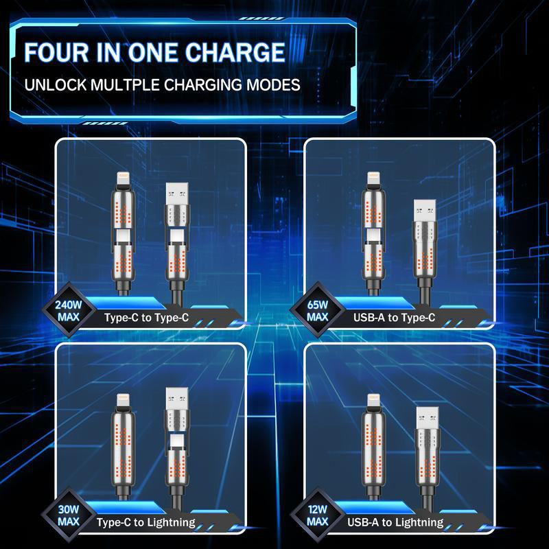 BowLift | 240W 4-in-1 USB-C Fast Charging Cable