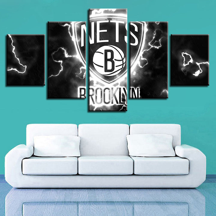Voltaic Brooklyn Nets 5 Piece - Canvas Wall Art Painting | Bowlift