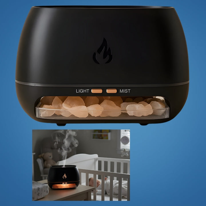 Relieves Dry Air and Aids Sleep – Himalayan Salt Crystal, Quiet Mist and Calming Home Air Wellness Bowlift