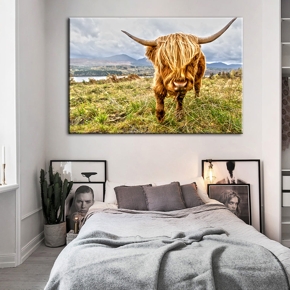 Cute Wild Cow - Canvas Wall Art Painting | Bowlift