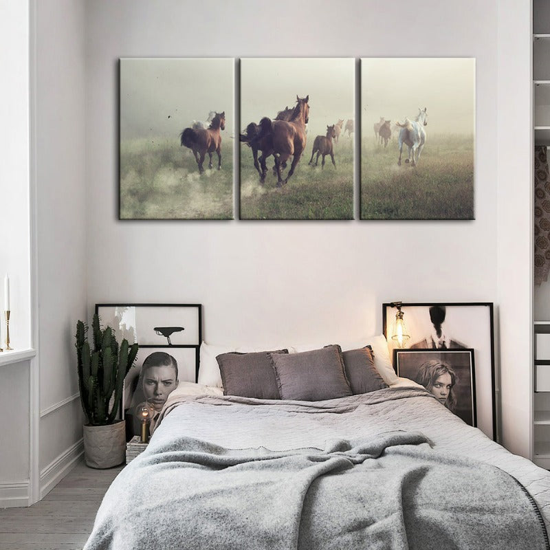 Running Horses-Canvas Wall Art Painting 3 Pieces | Bowlift