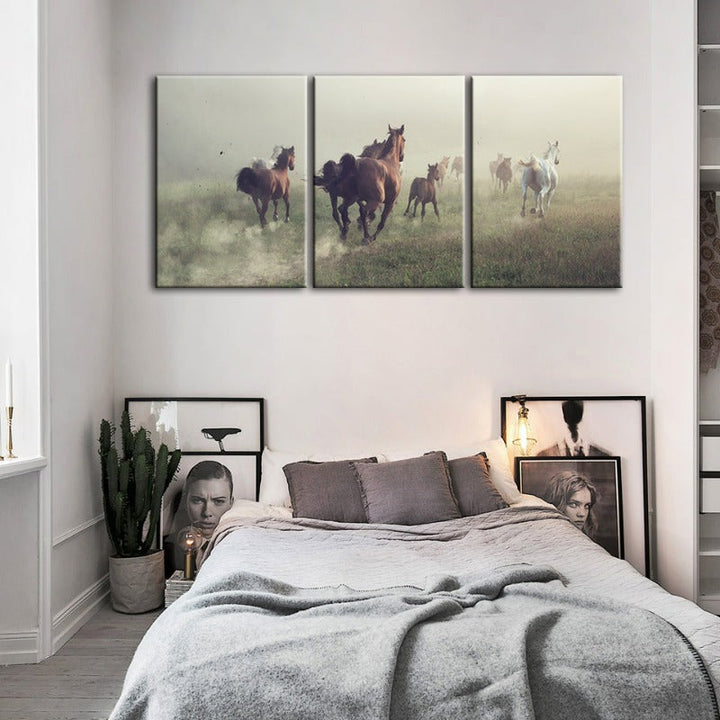 Running Horses-Canvas Wall Art Painting 3 Pieces | Bowlift