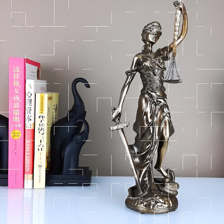 Statue of the Goddess of Justice – An elegant decorative sculpture of Justitia | Bowlift