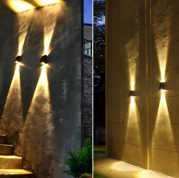 Simple Solar Trapezoid Outdoor Waterproof Up and Down Lights LED Wall Sconce Lamp | Bowlift