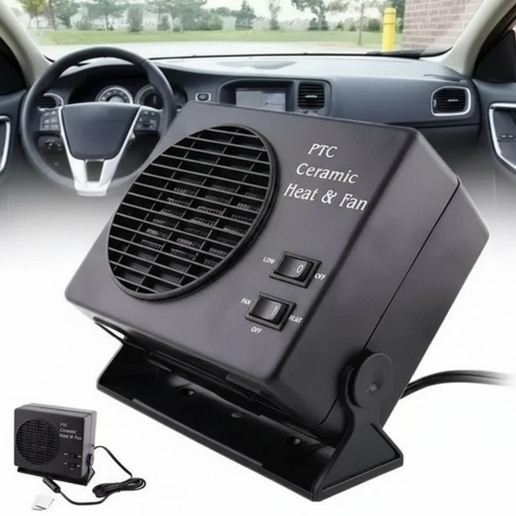 BowLift | 12V Ceramic Car Heater | 150W-300W Portable Fan with Automatic Thermostat for Winter Use in Vehicles