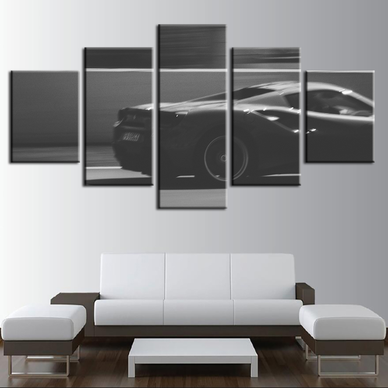 Pieces - Blurry - Black & White Ca5 r - Canvas Wall Art Painting | Bowlift