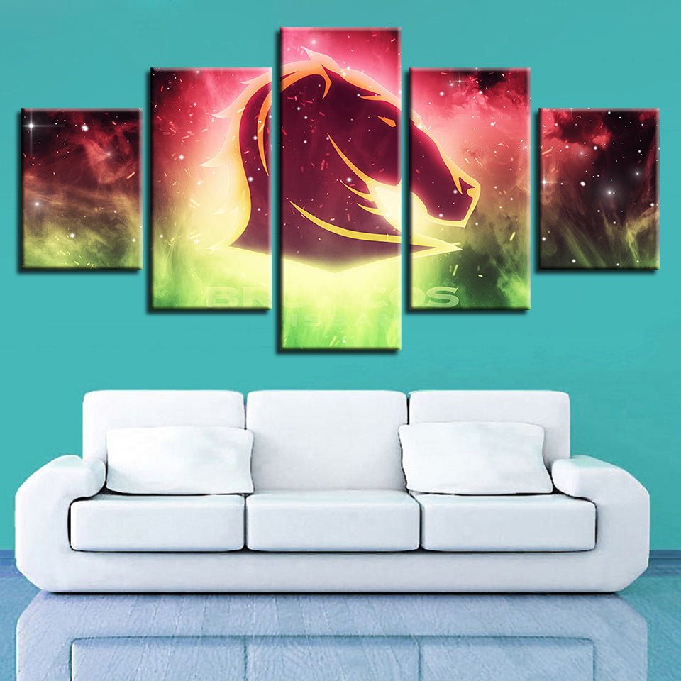 Raving Broncos 5 Piece - Canvas Wall Art Painting | Bowlift