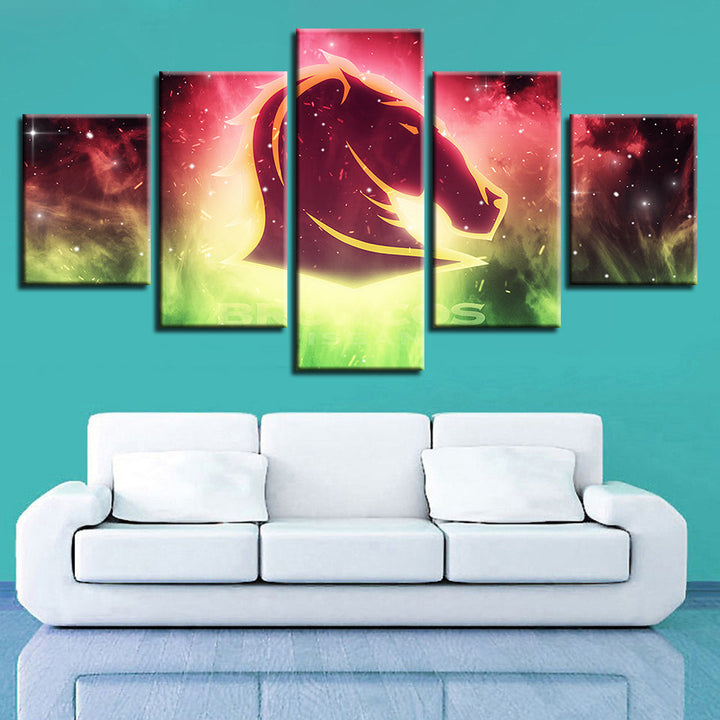 Raving Broncos 5 Piece - Canvas Wall Art Painting | Bowlift