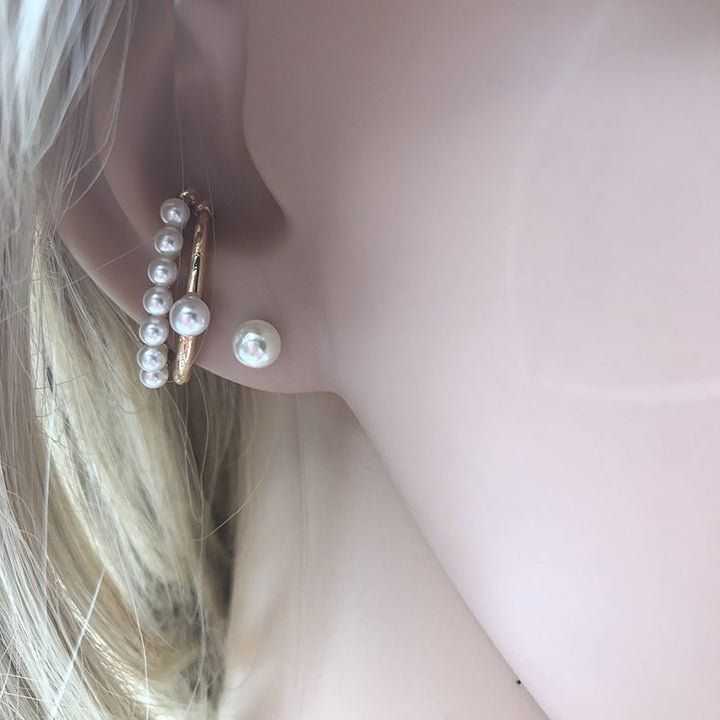 BowLift | Minimalist Simulated Round Small Pearl Ear Cuff Earrings For Women