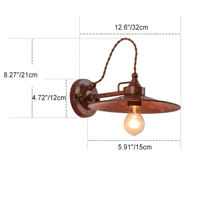 Contemporary Industrial Waterproof Metal Plate Bowl 1-Light Wall Sconce Lamp For Outdoor Patio | Bowlift