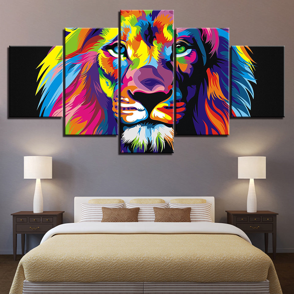 Colorful Lion - Canvas Wall Art Painting | Bowlift