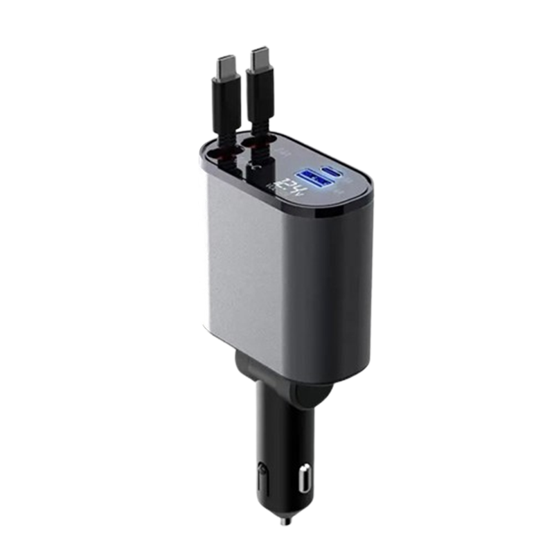 4-in-1 Car Charger with Retractable Cable | Bowlift