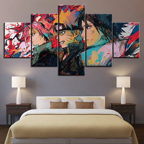 Naruto Anime Drawing- 5 Piece Canvas Wall Art Painting | Bowlift