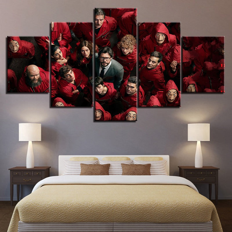 5 Piece Money Heist - Canvas Wall Art Painting | Bowlift