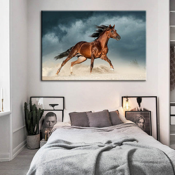 Brown Horse In Desert- Canvas Wall Art Painting | Bowlift