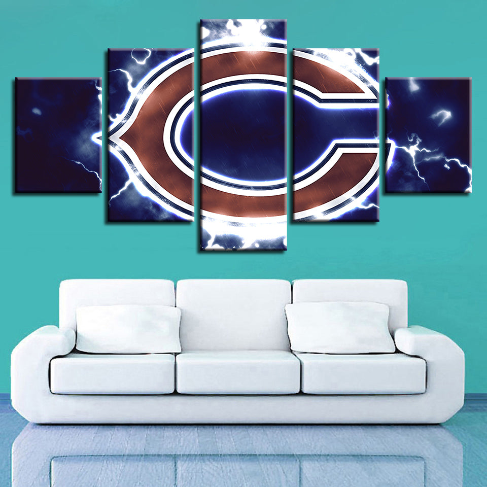 Charged Chicago Bears 5 Pieces-Canvas Wall Art Painting | Bowlift