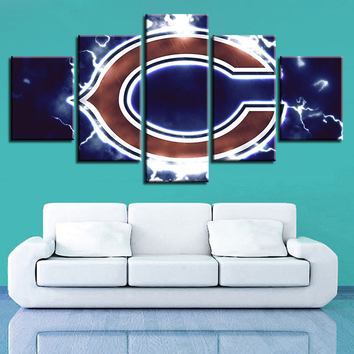 Charged Chicago Bears 5 Pieces-Canvas Wall Art Painting | Bowlift