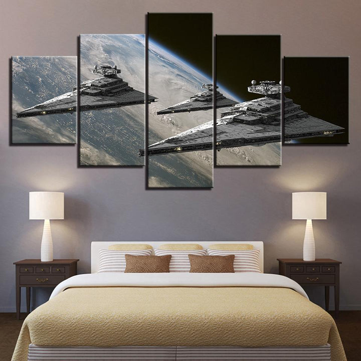 Ships In Space - Canvas Wall Art Painting | Bowlift