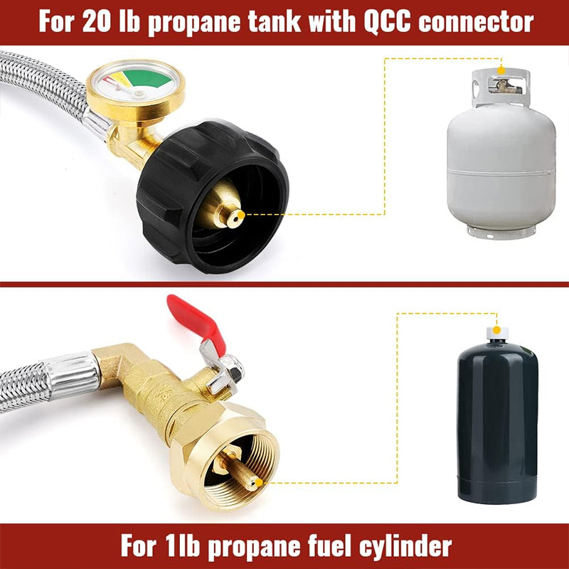 BowLift | Propane Refill Adapter Hose with Gauge & Control Valve