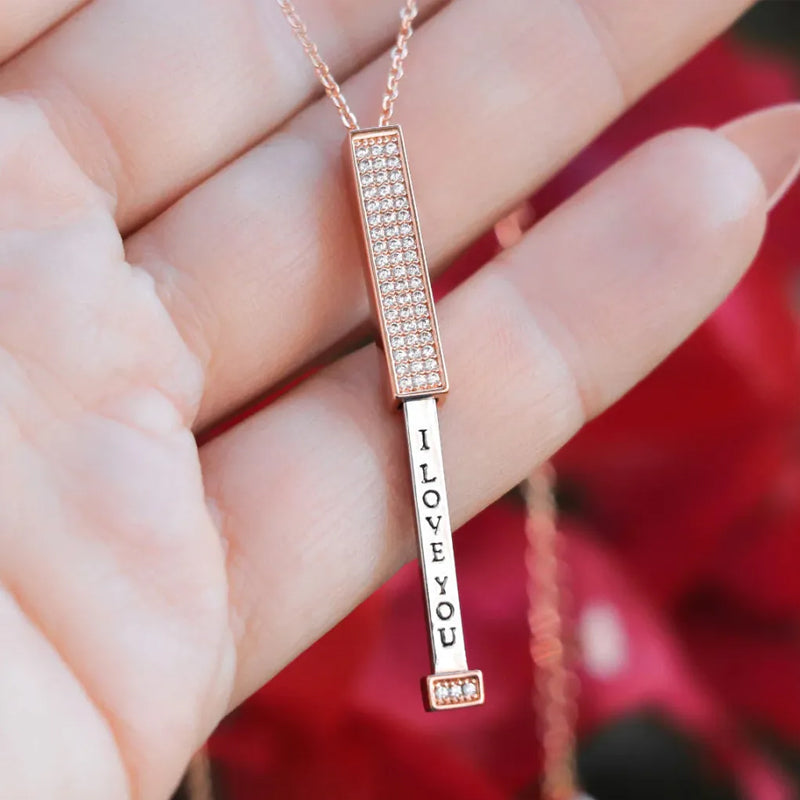 BowLift | Secret I love you message bar necklace
