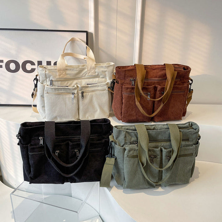 Single-colored Corduroy Tote Bag | Bowlift
