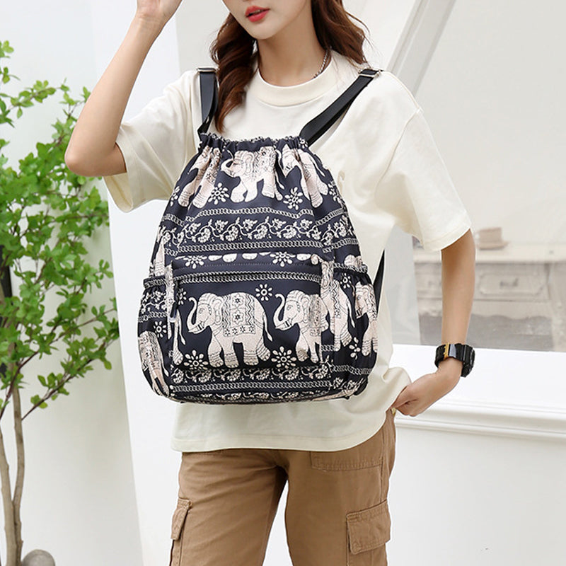 Drawstring shoulder bag in ethnic style | Bowlift