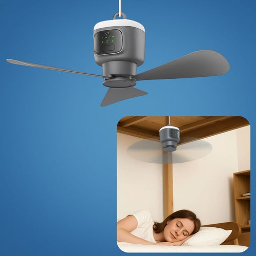 Control Ceiling Fan with Light – Battery-Powered 30h – Quiet Cooling Comfort – Ideal for Home Camping Travel Bowlift