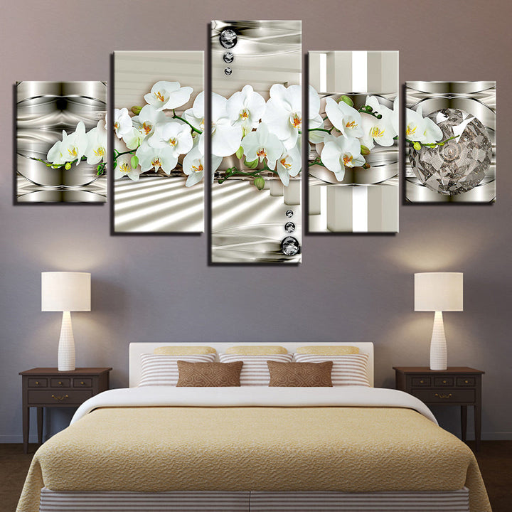 Modern White Orchids 5 Piece - Canvas Wall Art Painting | Bowlift