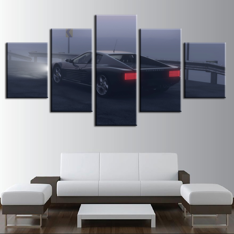 5 Piece Classic Night Time Car - Canvas Wall Art Painting | Bowlift