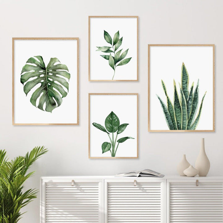 Green Leaf Tropical Botanical Watercolor Posters | Bowlift