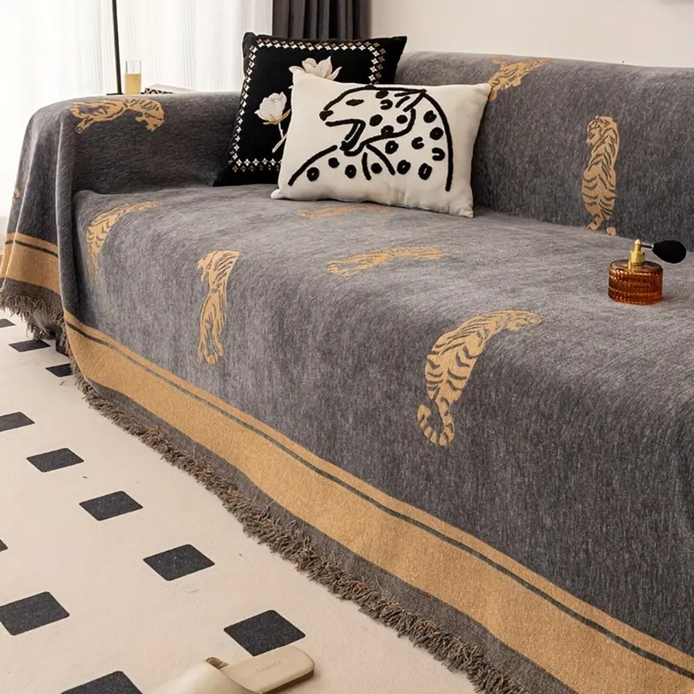 BowLift | Safari Tiger Chenille Sofa Cover