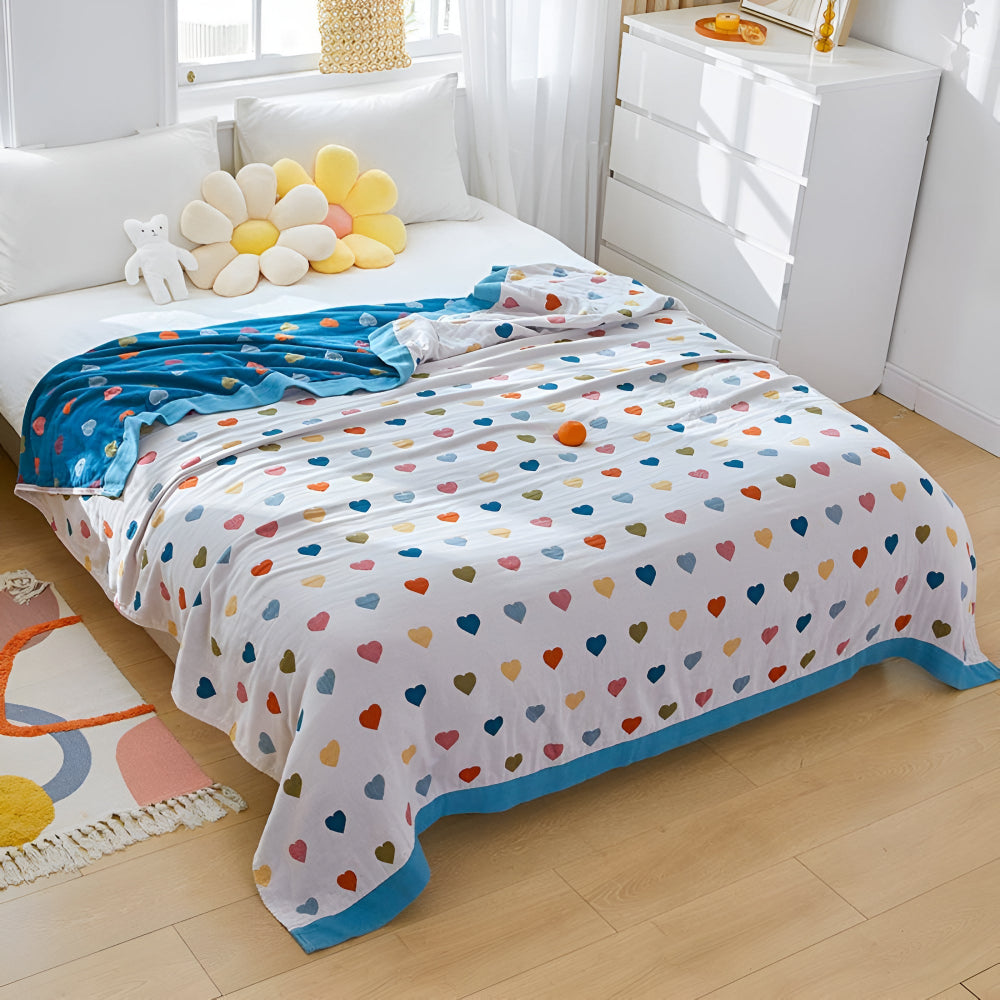 BowLift | Whimsical Hearts Reversible Cotton Blanket