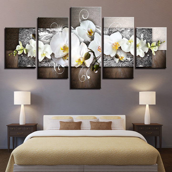 Vibrant White Orchids 5 Piece - Canvas Wall Art Painting | Bowlift