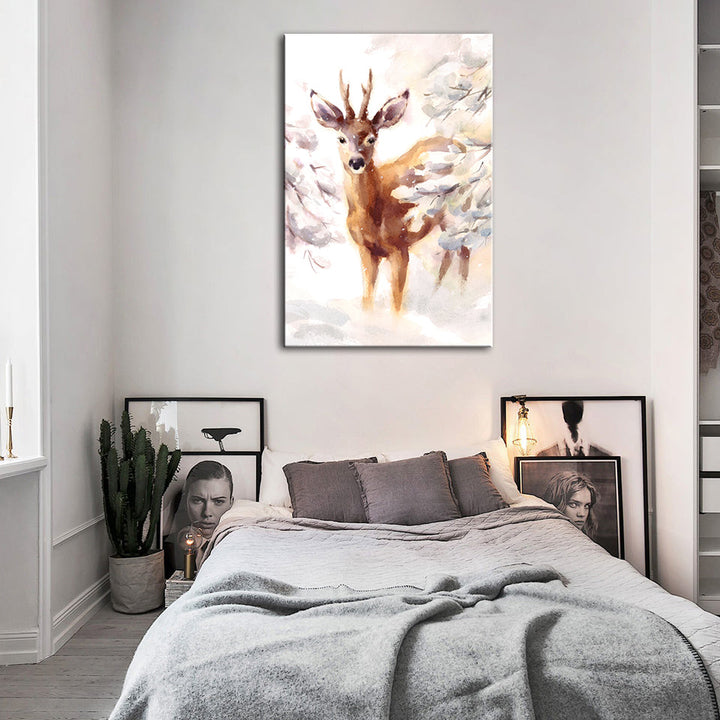 Young Elegant Deer - Canvas Wall Art Painting | Bowlift