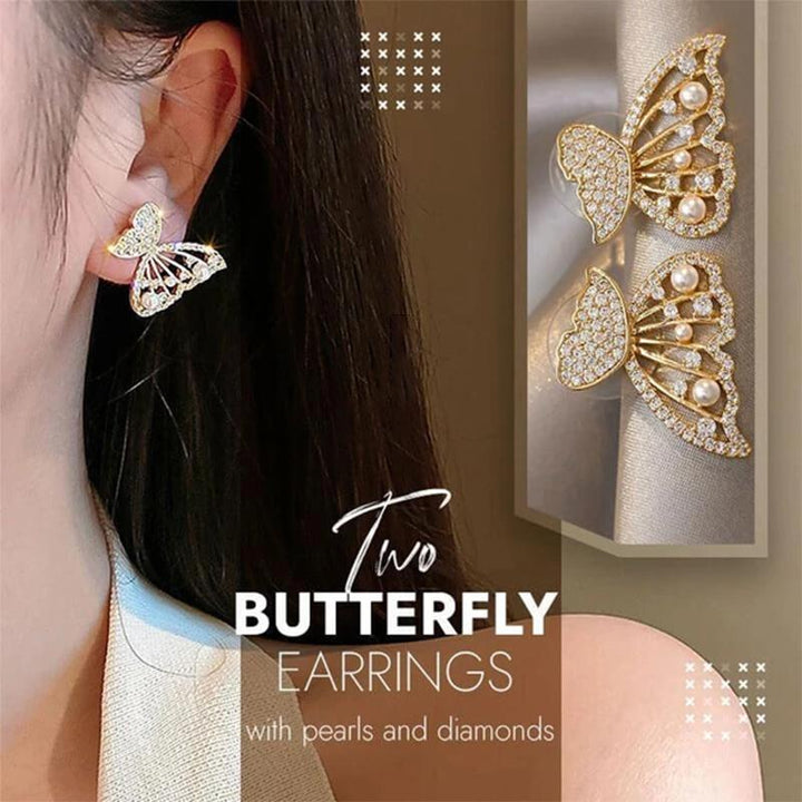 BowLift | Butterfly earrings with pearls and diamonds
