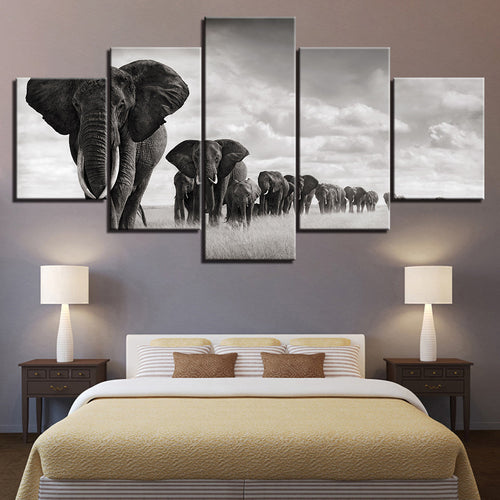 Imposing Elephants - Canvas Wall Art Painting | Bowlift