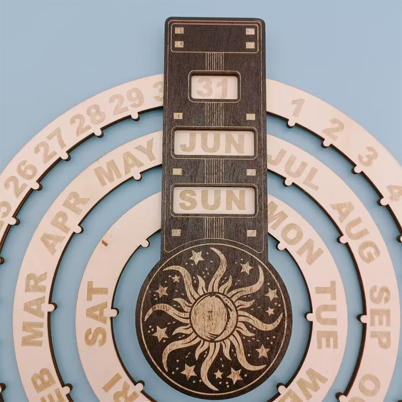 Wood Rotating Circular Perpetual Calendar | Bowlift
