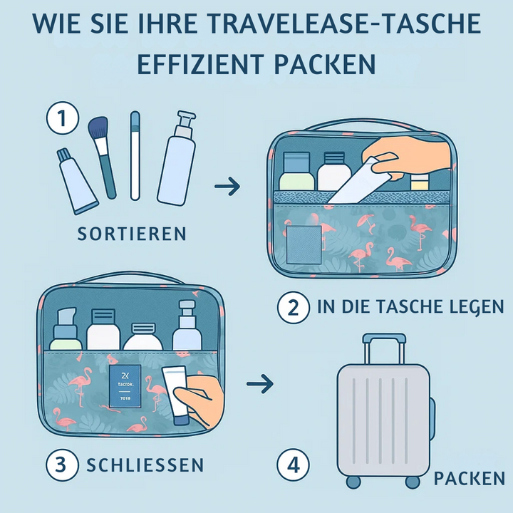 TravelEase – Water-repellent cosmetic bag with hook and compartments | Travel toiletry bag | Bowlift