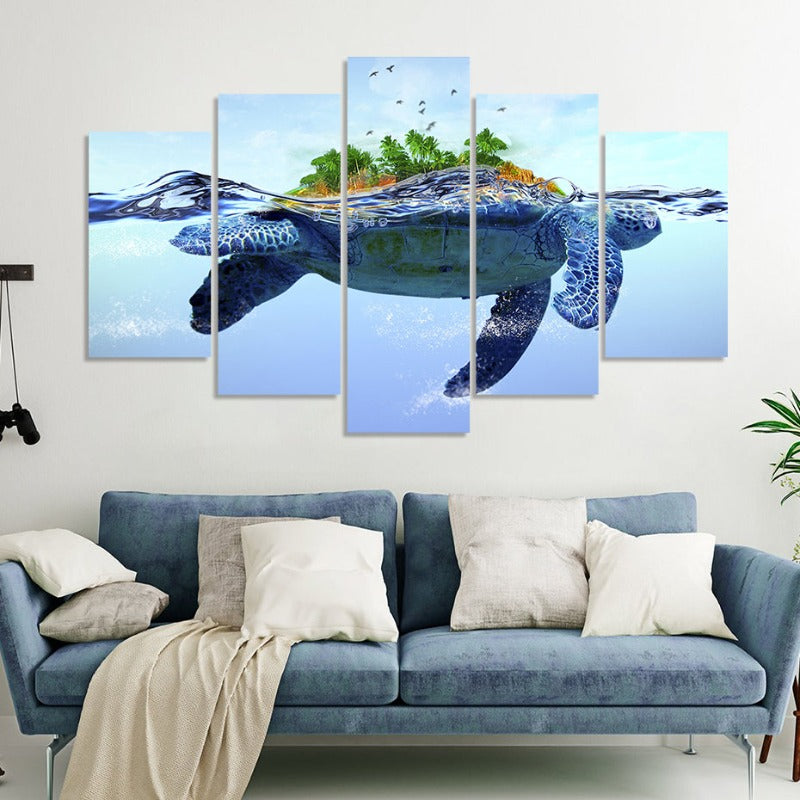 Beautiful Aquatic Turtle - Canvas Wall Art Painting | Bowlift