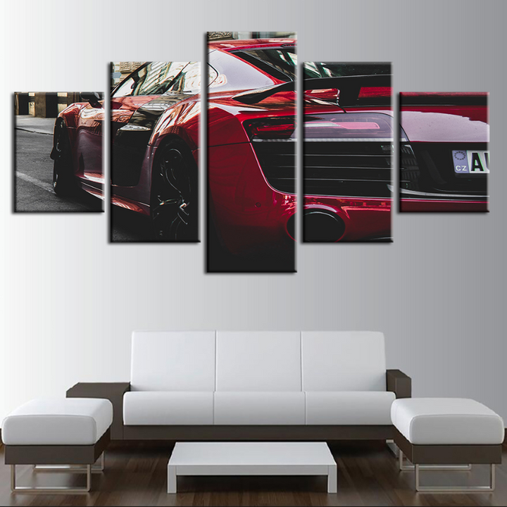 5 Pieces - Red Classic Car - Canvas Wall Art Painting | Bowlift