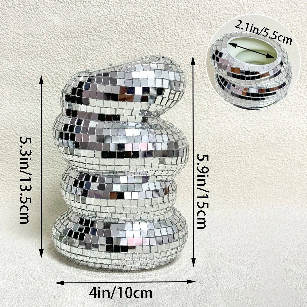 Mirror-clad disco vase with retro charm and modern flair Bowlift