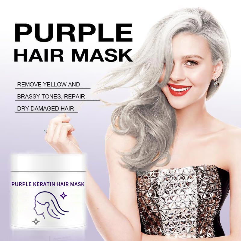 BowLift | Purple keratin hair mask - locks in color and neutralizes brassiness and yellow tones for blonde silver-gray hair with light highlights