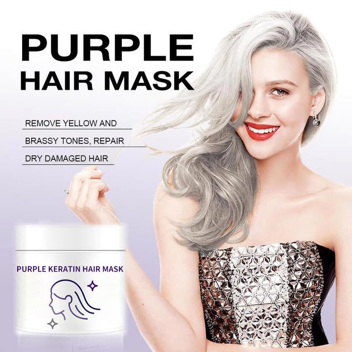 BowLift | Purple keratin hair mask - locks in color and neutralizes brassiness and yellow tones for blonde silver-gray hair with light highlights