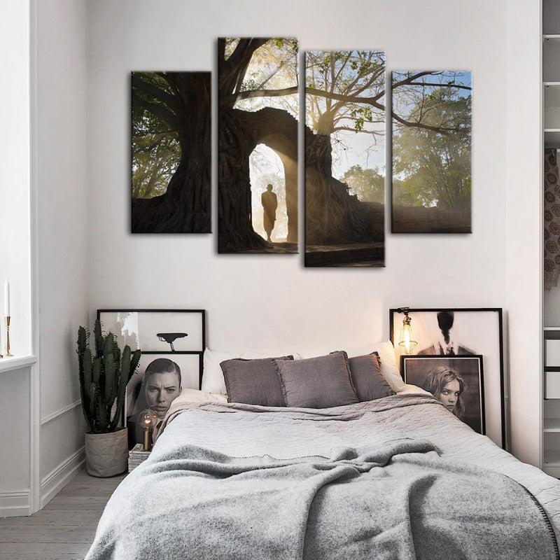4 Piece Lone Man Nature - Canvas Wall Art Painting | Bowlift