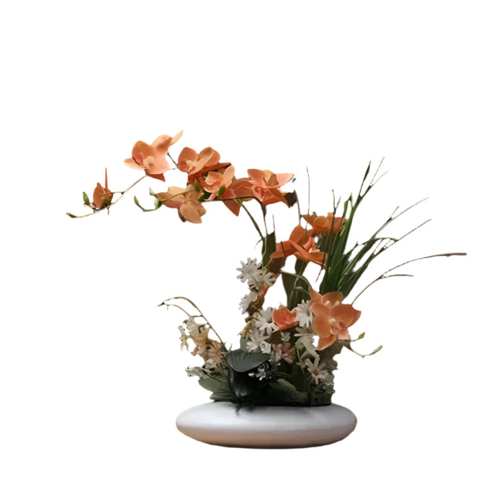 Lifelike flower arrangement in a modern vase Bowlift